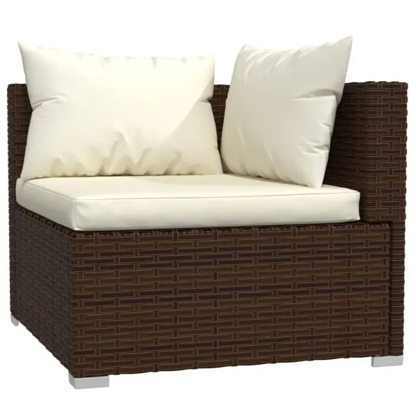 Set mobilier de grădină cu perne, 6 piese, maro, poliratan