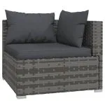 Set mobilier de grădină cu perne, 7 piese, gri, poliratan