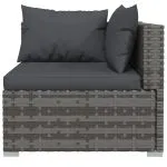 Set mobilier de grădină cu perne, 7 piese, gri, poliratan