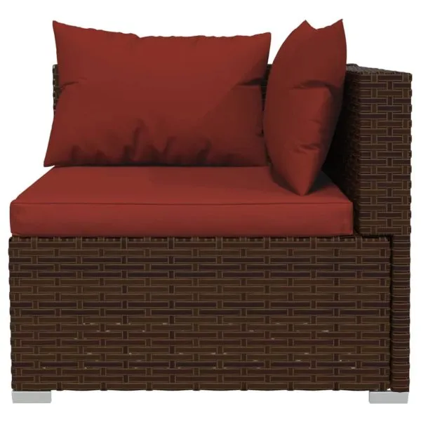 Set mobilier de grădină cu perne, 6 piese, maro, poliratan