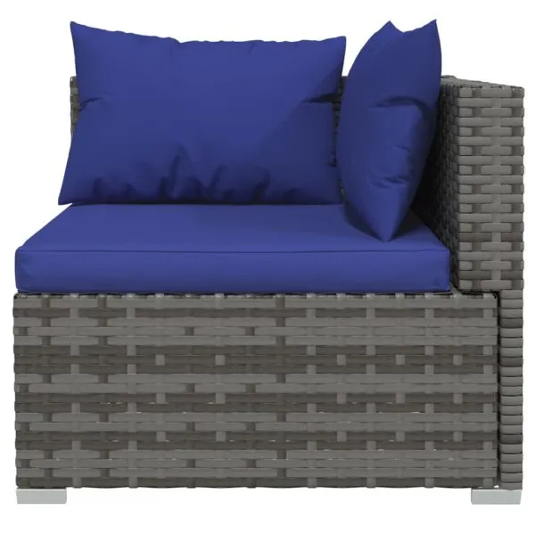 Set mobilier de grădină cu perne, 7 piese, gri, poliratan