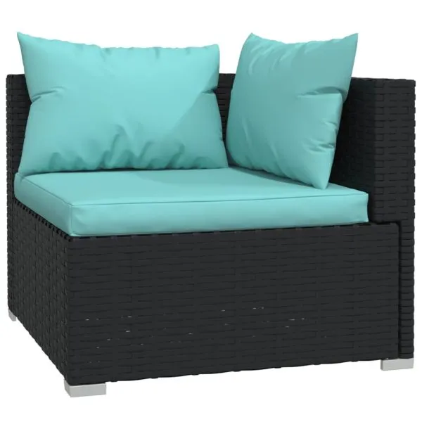 Set mobilier de grădină cu perne, 8 piese, negru, poliratan