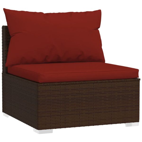 Set mobilier de grădină cu perne, 7 piese, maro, poliratan