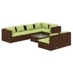 Set mobilier de grădină cu perne, 8 piese, maro, poliratan
