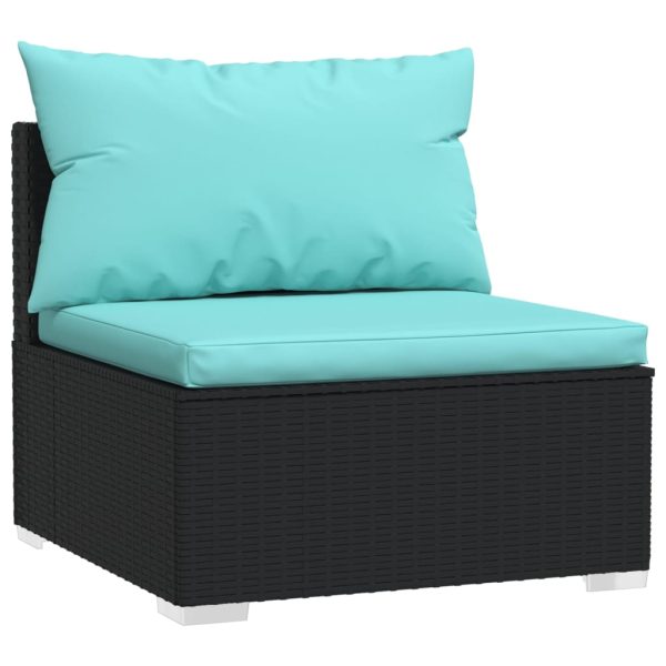 Set mobilier de grădină cu perne, 11 piese, negru, poliratan