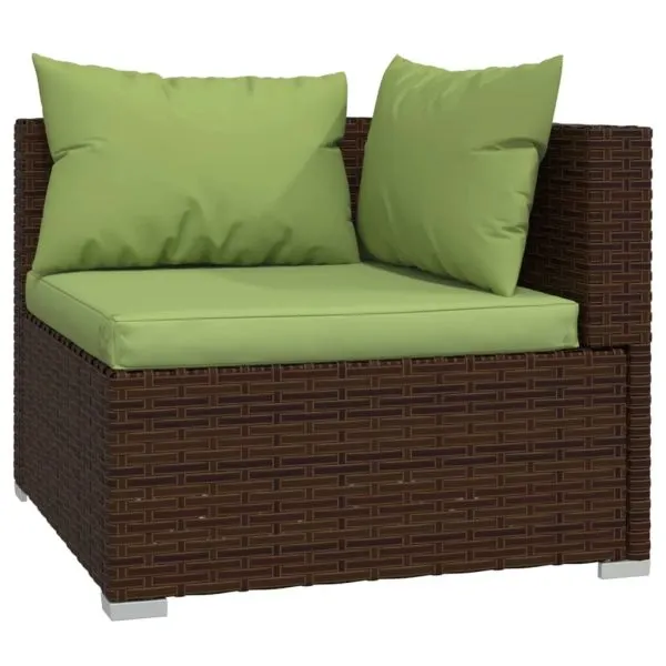 Set mobilier de grădină cu perne, 9 piese, maro, poliratan