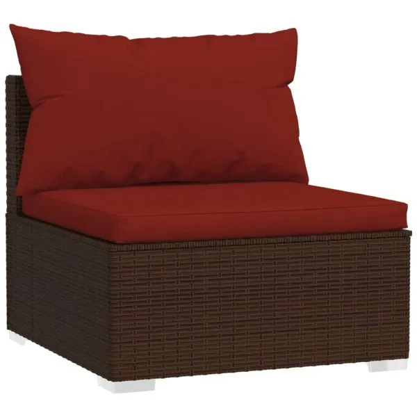 Set mobilier de grădină cu perne, 9 piese, maro, poliratan