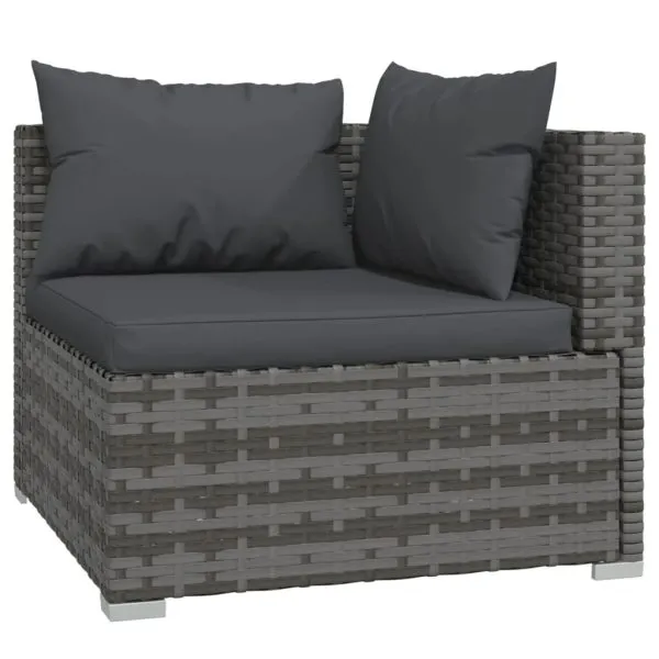 Set mobilier de grădină cu perne, 10 piese, gri, poliratan