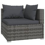 Set mobilier de grădină cu perne, 11 piese, gri, poliratan