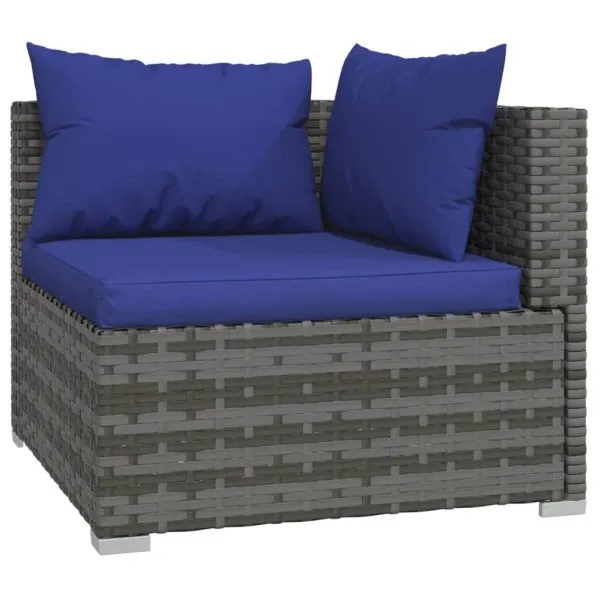Set mobilier de grădină cu perne, 11 piese, gri, poliratan