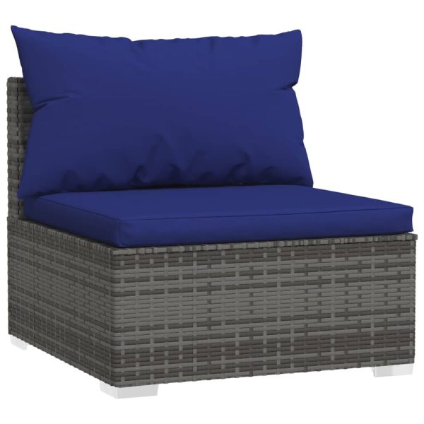 Set mobilier de grădină cu perne, 8 piese, gri, poliratan