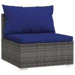 Set mobilier de grădină cu perne, 10 piese, gri, poliratan