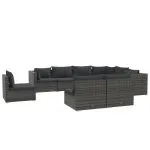 Set mobilier de grădină cu perne, 9 piese, gri, poliratan