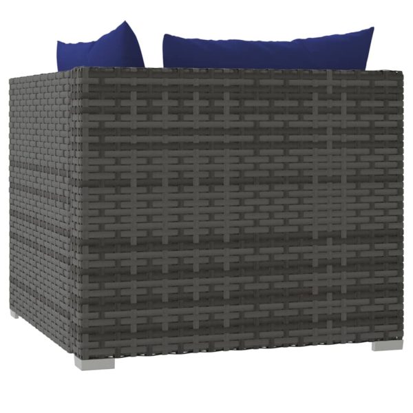 Set mobilier de grădină cu perne, 11 piese, gri, poliratan