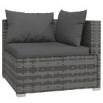 Set mobilier de grădină cu perne, 11 piese, gri, poliratan