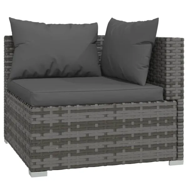 Set mobilier de grădină cu perne, 11 piese, gri, poliratan