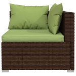 Set mobilier de grădină cu perne, 12 piese, maro, poliratan