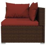 Set mobilier de grădină cu perne, 9 piese, maro, poliratan