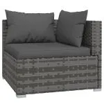 Set mobilier de grădină cu perne, 9 piese, gri, poliratan