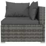 Set mobilier de grădină cu perne, 9 piese, gri, poliratan
