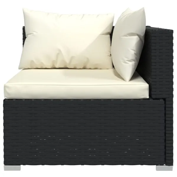 Set mobilier de grădină cu perne, 10 piese, negru, poliratan
