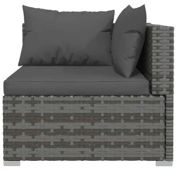Set mobilier de grădină cu perne, 11 piese, gri, poliratan