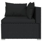 Set mobilier de grădină cu perne, 13 piese, negru, poliratan