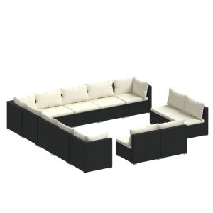 Set mobilier de grădină cu perne, 13 piese,gri, poliratan