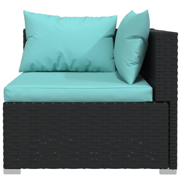 Set mobilier de grădină cu perne, 12 piese, negru, poliratan