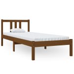 Cadru de pat mic single, maro miere, 75×190 cm, lemn masiv