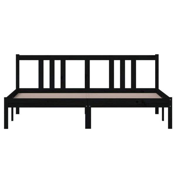 Cadru de pat, negru, 160×200 cm, lemn masiv de pin