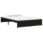Cadru de pat mic dublu, negru, 120×190 cm, lemn masiv
