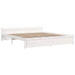 Cadru de pat Super King, alb, 180×200 cm, lemn masiv