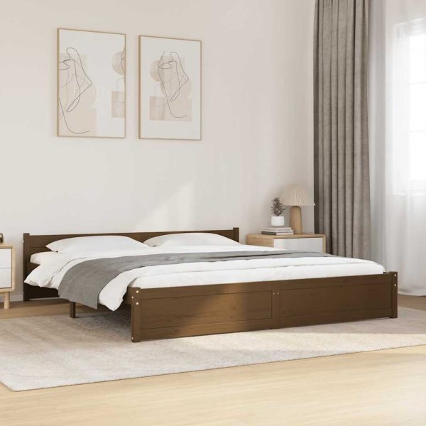 Cadru de pat Super King, maro miere, 180×200 cm, lemn masiv