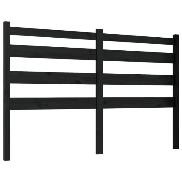 Tăblie de pat, negru, 146x4x100 cm, lemn masiv de pin