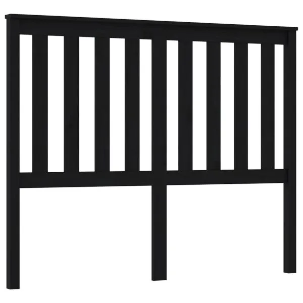 Tăblie de pat, negru, 126x6x101 cm, lemn masiv de pin