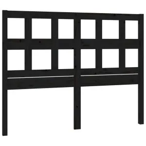 Tăblie de pat, negru, 125,5x4x100 cm, lemn masiv de pin