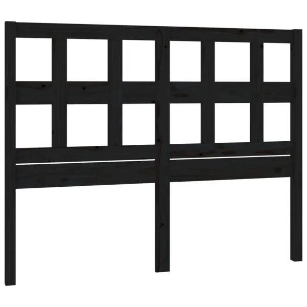 Tăblie de pat, negru, 125,5x4x100 cm, lemn masiv de pin