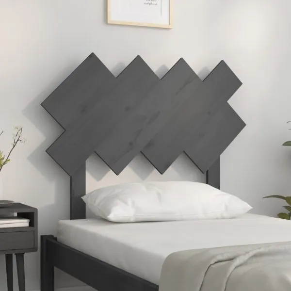 Tăblie de pat, gri, 92x3x81 cm, lemn masiv de pin