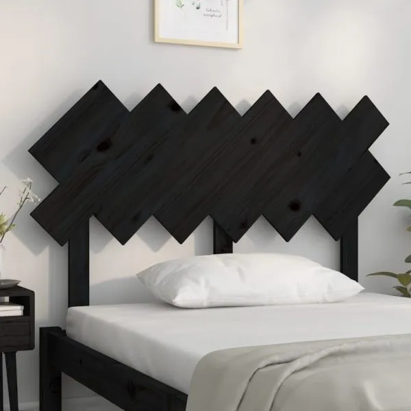 Tăblie de pat, negru, 122,5x3x80,5 cm, lemn masiv de pin
