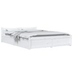 Cadru de pat cu sertare Double, alb, 135×190 cm