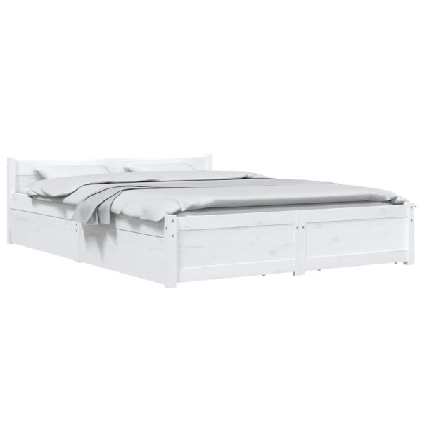 Cadru de pat cu sertare Double, alb, 135×190 cm