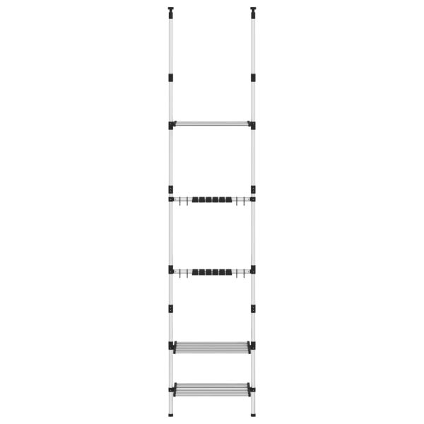 Raft telescopic de grădină cu 3 rafturi, argintiu, aluminiu
