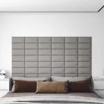Panouri de perete 12 buc. gri deschis 30×15 cm textil 0,54 m²