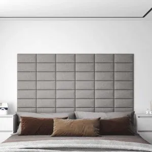 Panouri de perete 12 buc. gri deschis 30×15 cm textil 0,54 m²