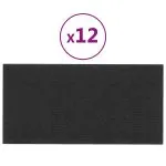 Panouri de perete 12 buc. negru 30×15 cm textil 0,54 m²