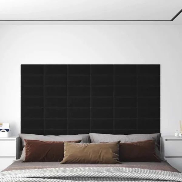 Panouri de perete 12 buc. negru 30×15 cm textil 0,54 m²