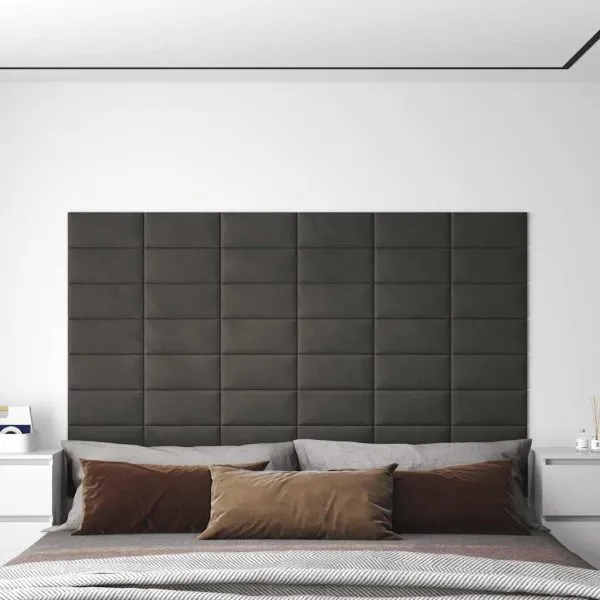 Panouri de perete 12 buc. gri închis 30×15 cm catifea 0,54 m²