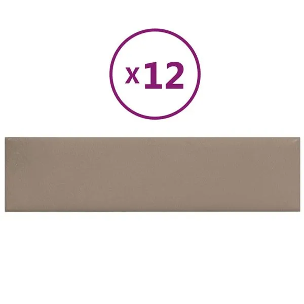 Panouri perete 12 buc. cappuccino 60×15 cm piele eco 1,08 m²