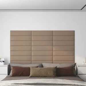 Panouri perete 12 buc. cappuccino 60×15 cm piele eco 1,08 m²